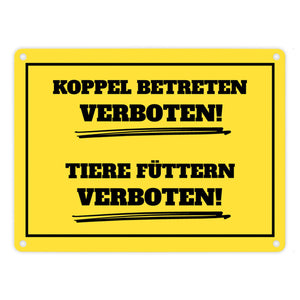 Füttern verboten Koppel-Metallschild in 15x20 cm und weiß