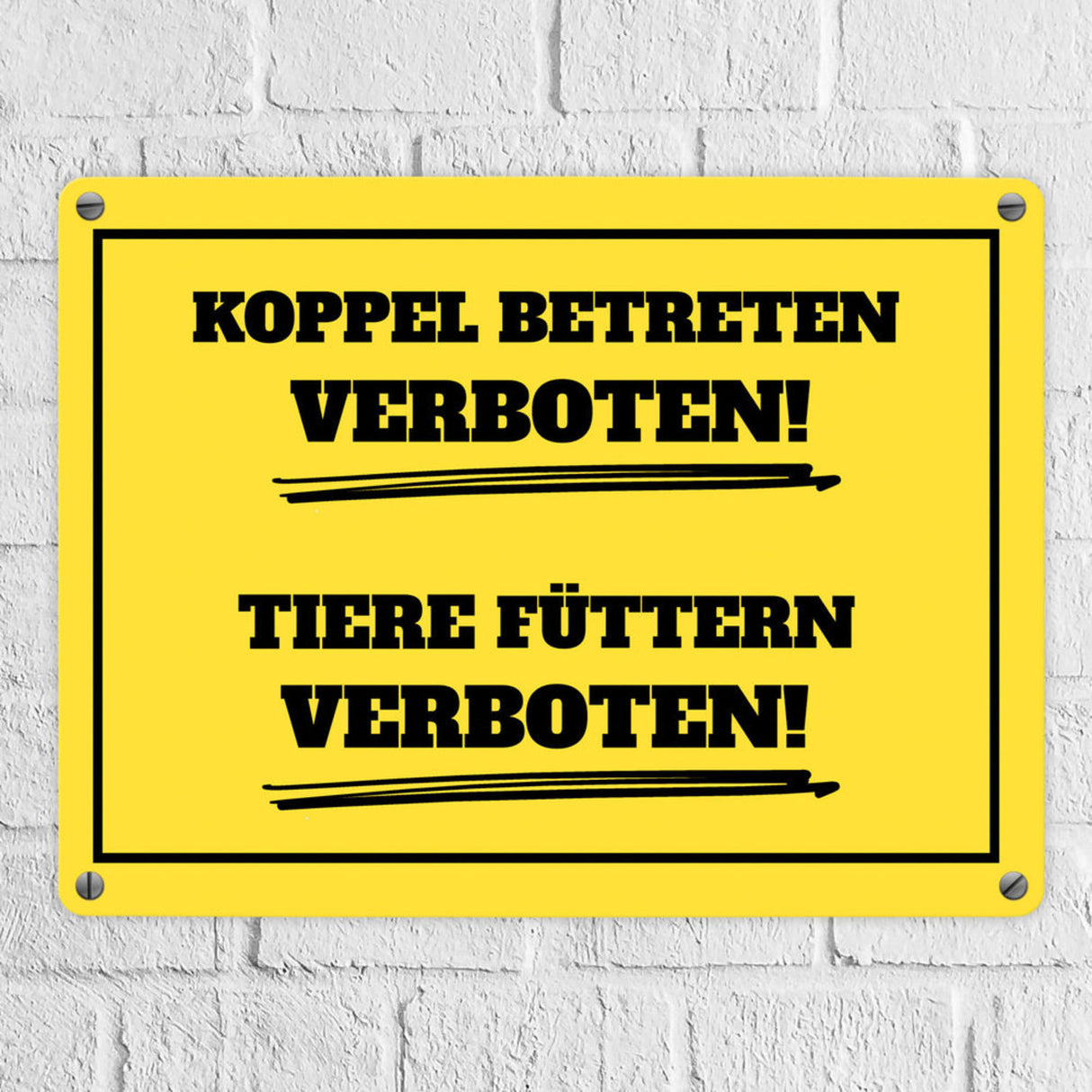 Füttern verboten Koppel-Metallschild in 15x20 cm und weiß