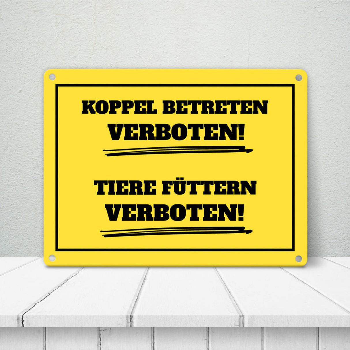 Füttern verboten Koppel-Metallschild in 15x20 cm und weiß
