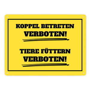 Füttern verboten Koppel-Metallschild in 15x20 cm und weiß