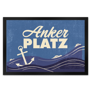 Fußmatte mit Meer Motiv und Anker - Ankerplatz mit Wellen an der Nordsee