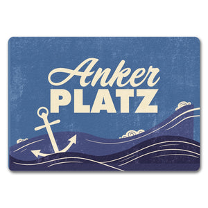 Fußmatte mit Meer Motiv und Anker - Ankerplatz mit Wellen an der Nordsee