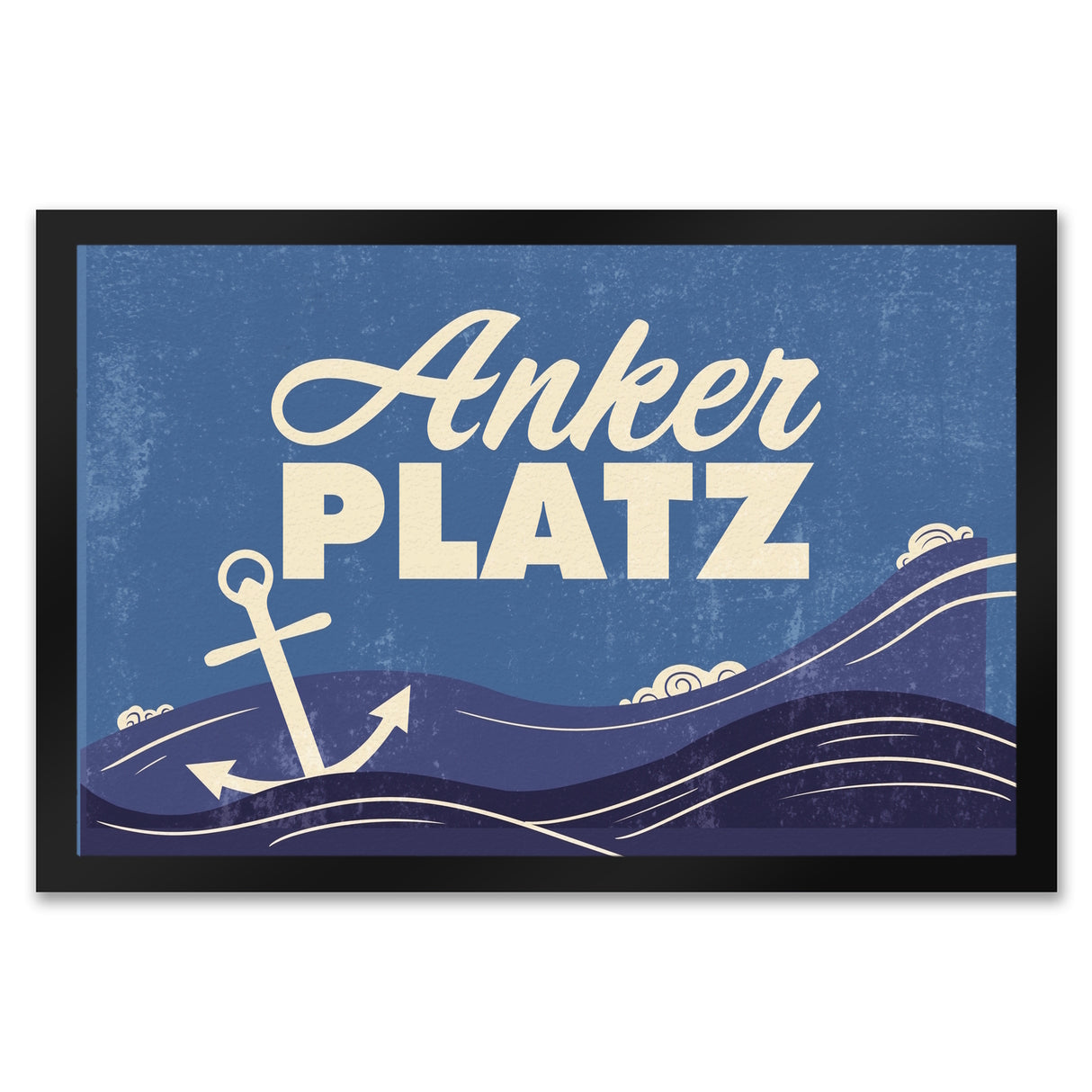 Fußmatte mit Meer Motiv und Anker - Ankerplatz mit Wellen an der Nordsee