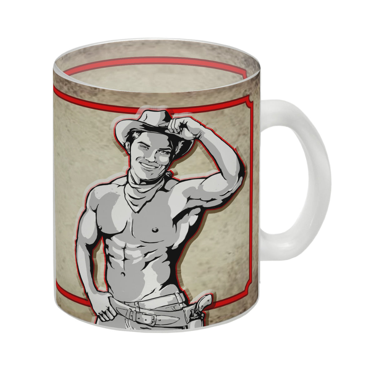 Kaffeebecher mit sexy Cowboy und Spruch - Ich will 'nen Cowboy als Mann