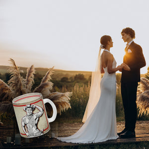 Kaffeebecher mit sexy Cowboy und Spruch - Ich will 'nen Cowboy als Mann