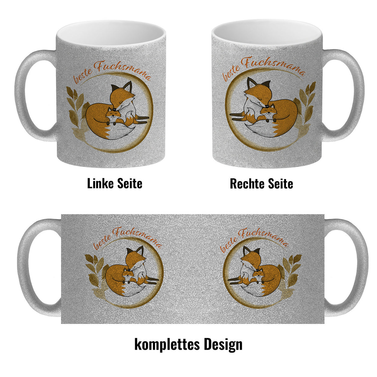 Kaffeebecher mit Motiv - Beste Fuchsmama mit süßem Fuchsbaby und Fuchsmutter