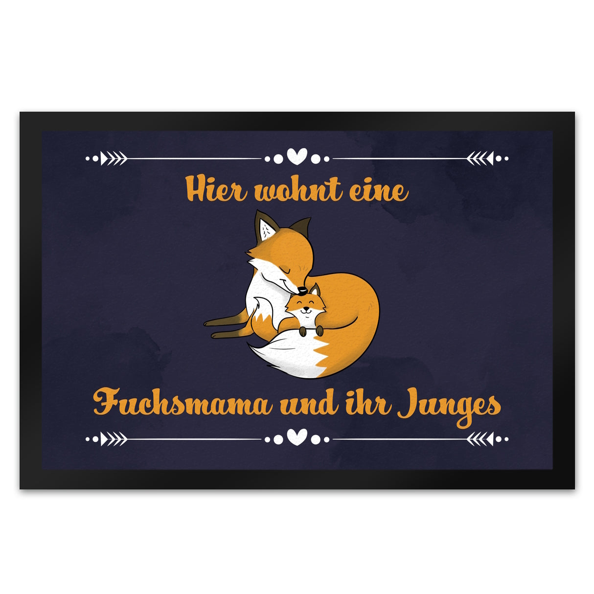 Fußmatte mit Motiv und Spruch - Hier wohnt eine Fuchsmama und ihr Junges