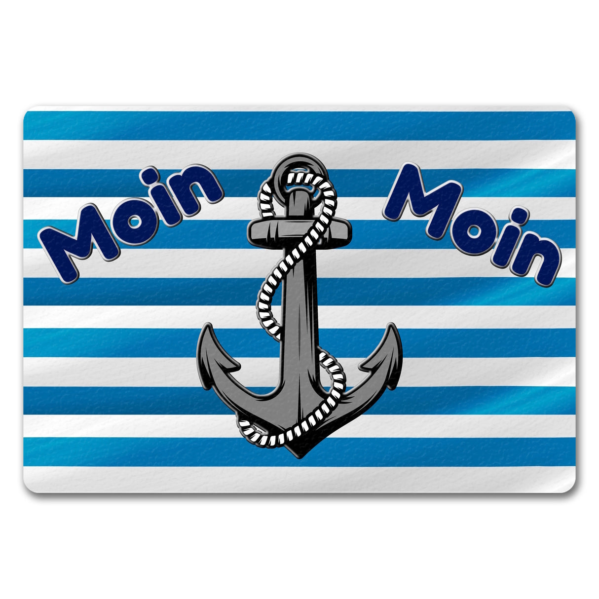 Moin, Moin Fußmatte in 35x50 cm mit Anker und maritimem Hintergrund