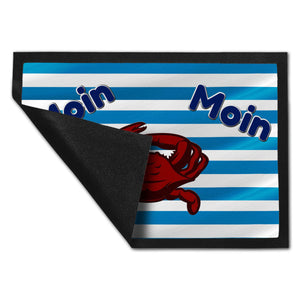 Moin, Moin Fußmatte in 35x50 cm mit Anker und maritimem Hintergrund