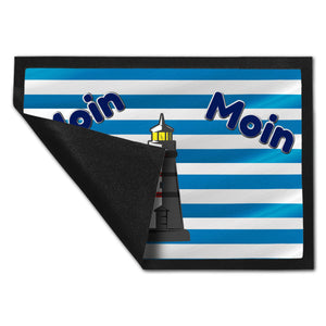 Moin, Moin Fußmatte in 35x50 cm mit Anker und maritimem Hintergrund