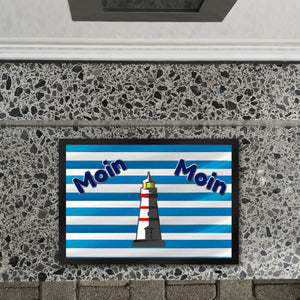 Moin, Moin Fußmatte in 35x50 cm mit Anker und maritimem Hintergrund