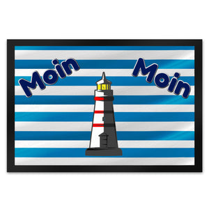 Moin, Moin Fußmatte in 35x50 cm mit Anker und maritimem Hintergrund