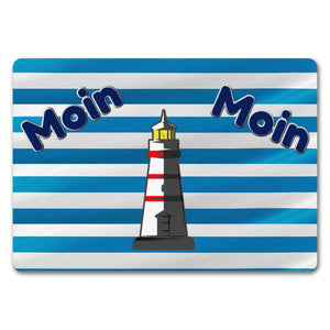 Moin, Moin Fußmatte in 35x50 cm mit Anker und maritimem Hintergrund