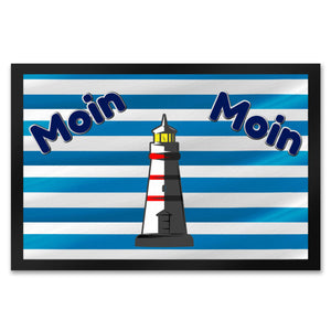 Moin, Moin Fußmatte in 35x50 cm mit Anker und maritimem Hintergrund