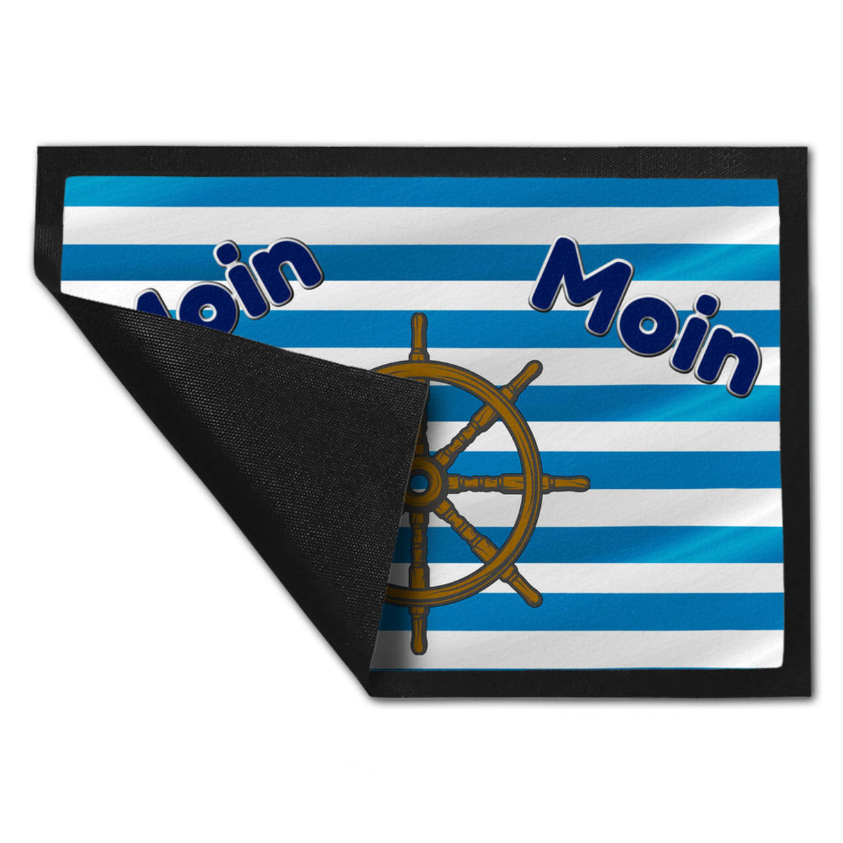 Moin, Moin Fußmatte in 35x50 cm mit Anker und maritimem Hintergrund