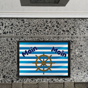Moin, Moin Fußmatte in 35x50 cm mit Anker und maritimem Hintergrund