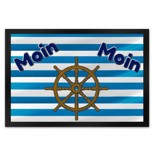 Moin, Moin Fußmatte in 35x50 cm mit Anker und maritimem Hintergrund