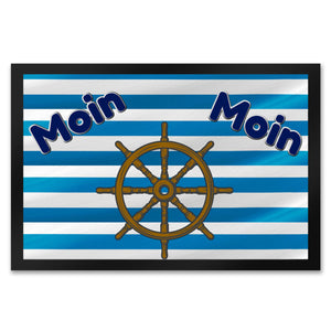 Moin, Moin Fußmatte in 35x50 cm mit Anker und maritimem Hintergrund