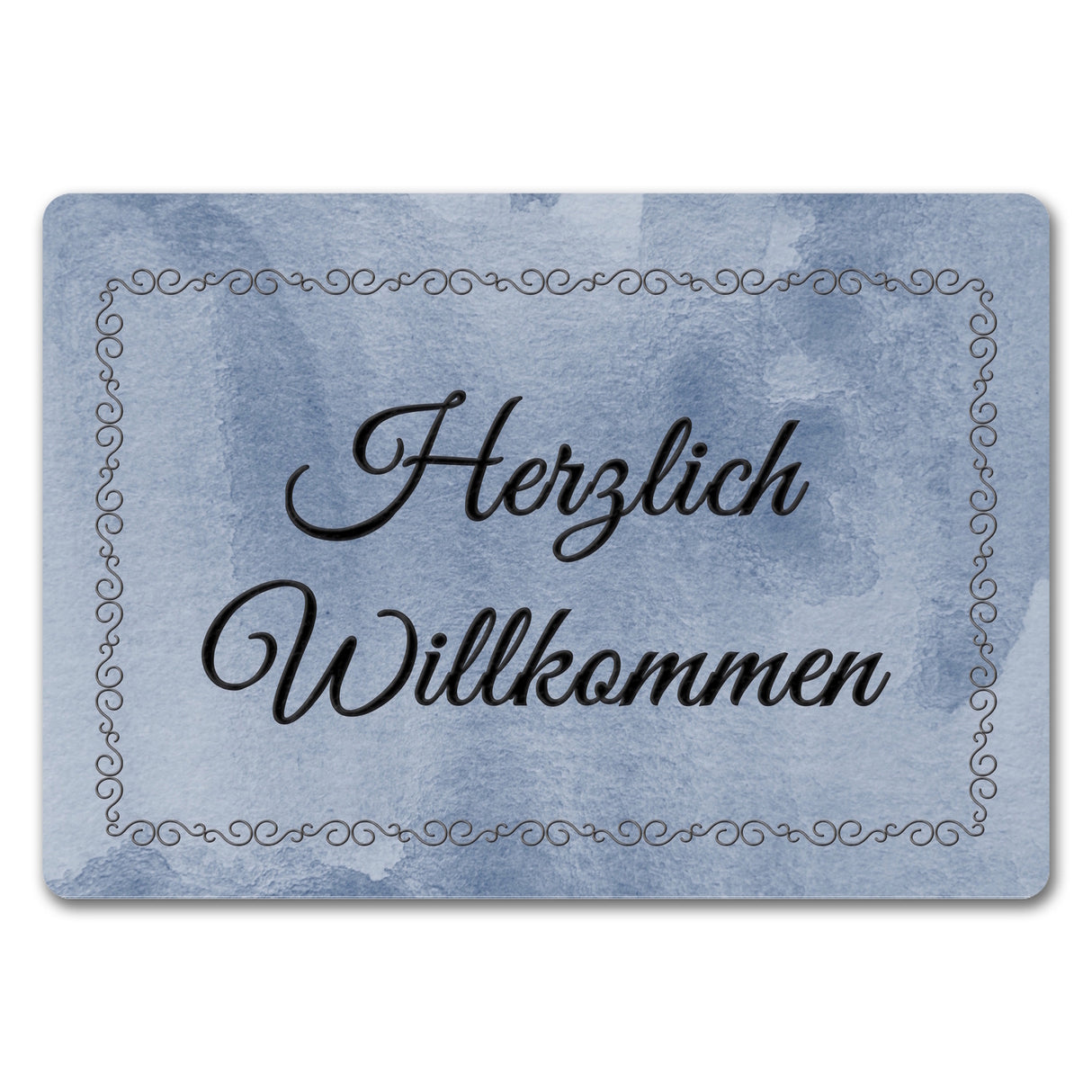 Herzlich Willkommen Fußmatte in 35x50 cm mit verschnörkeltem Rahmen