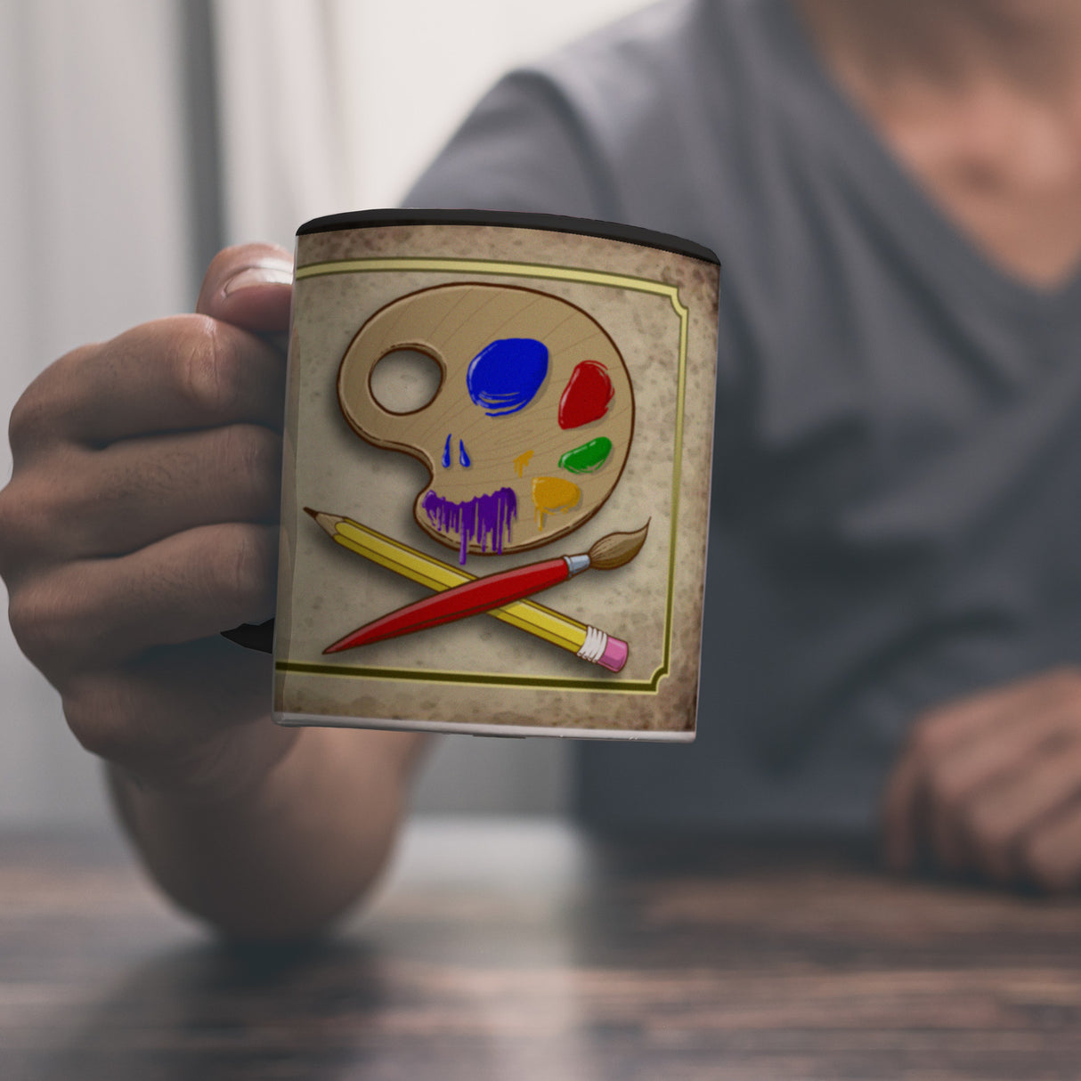 Kaffeebecher mit Motiv und Spruch - Kunst kommt von Können nicht von Wollen