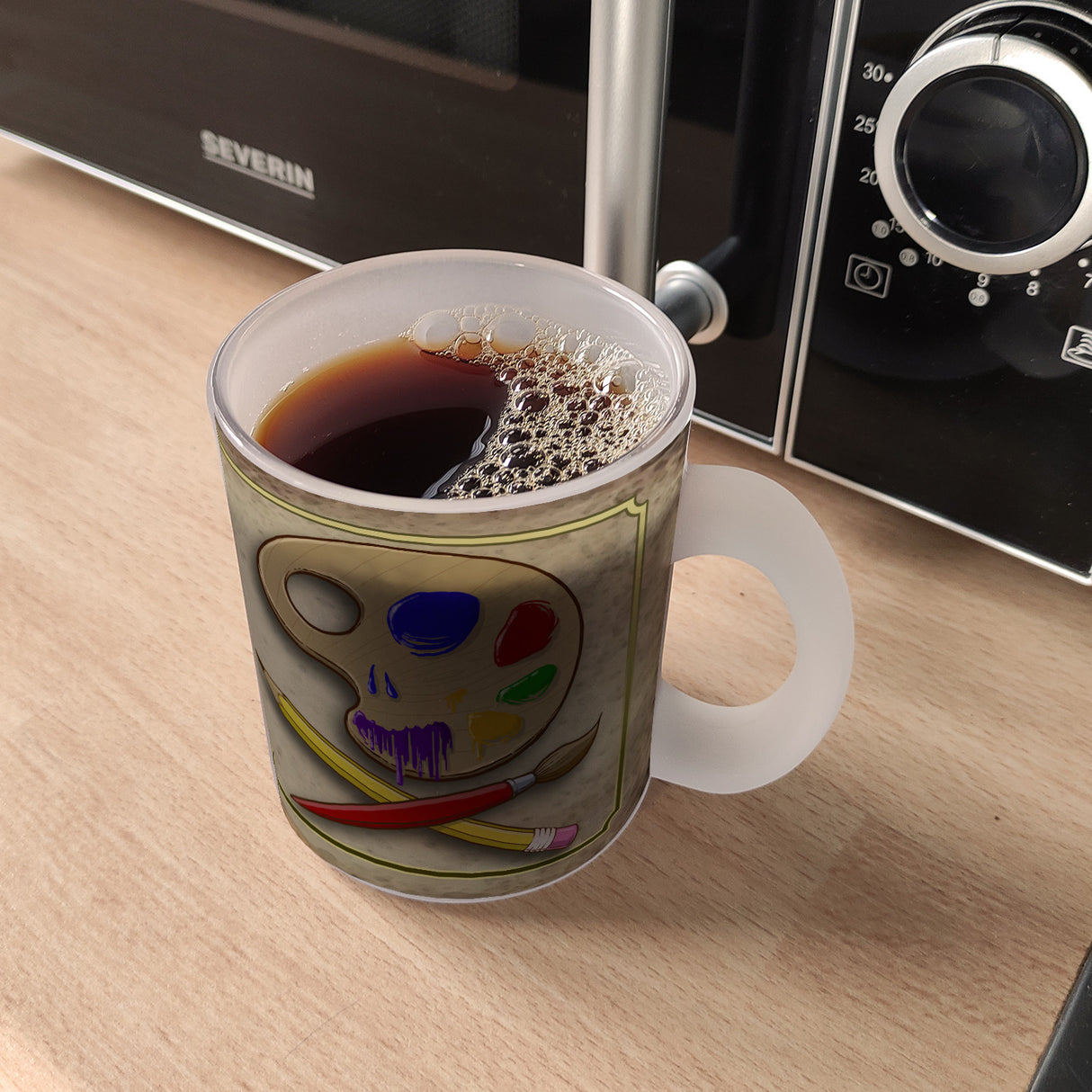 Kaffeebecher mit Motiv und Spruch - Kunst kommt von Können nicht von Wollen