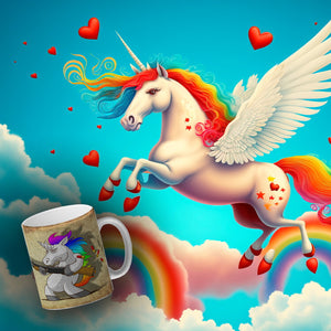 Kaffeebecher mit lustigem Einhorn mit Gewehr Motiv - SCHLUSS MIT LUSTIG!
