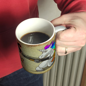 Kaffeebecher mit lustigem Einhorn mit Gewehr Motiv - SCHLUSS MIT LUSTIG!