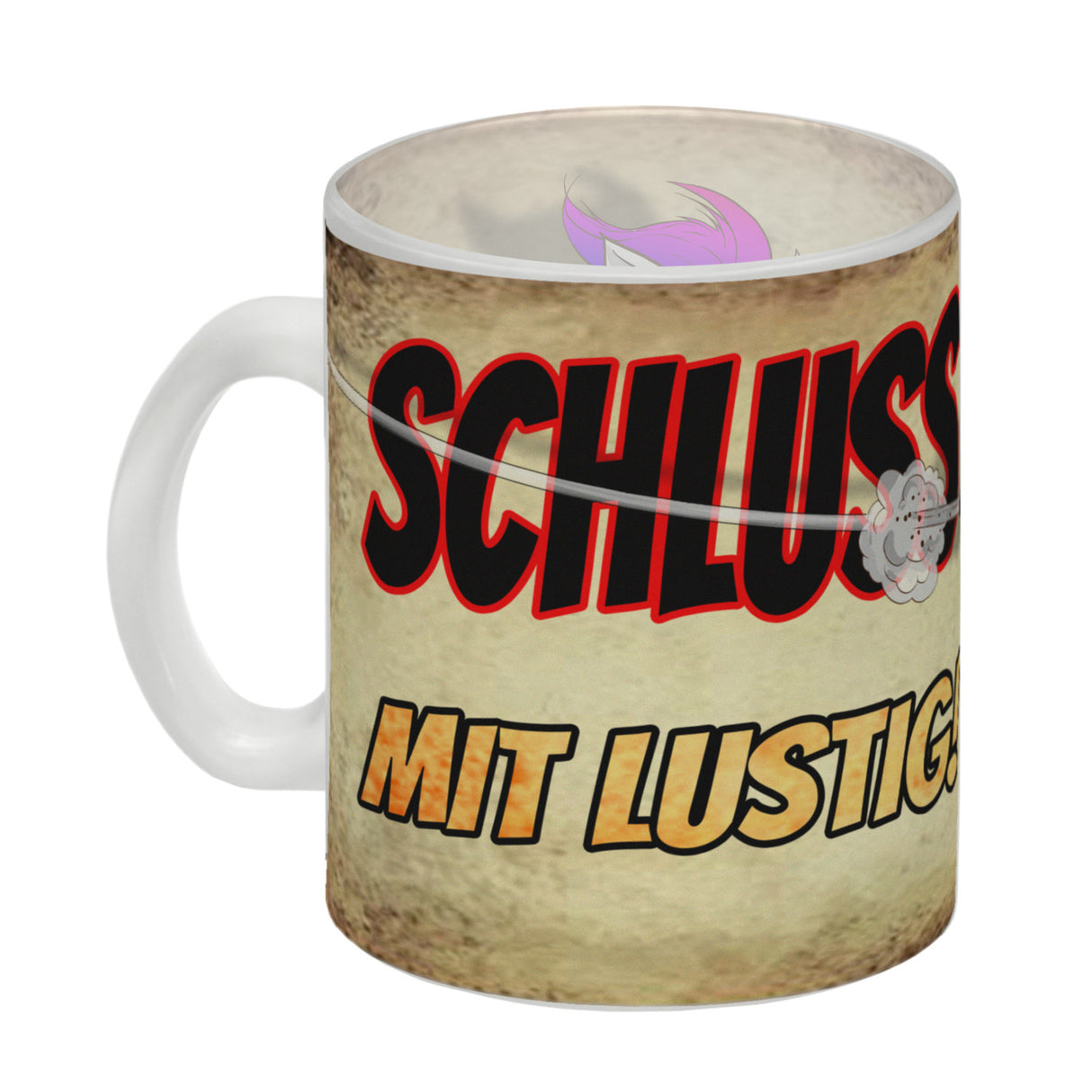 Kaffeebecher mit lustigem Einhorn mit Gewehr Motiv - SCHLUSS MIT LUSTIG!