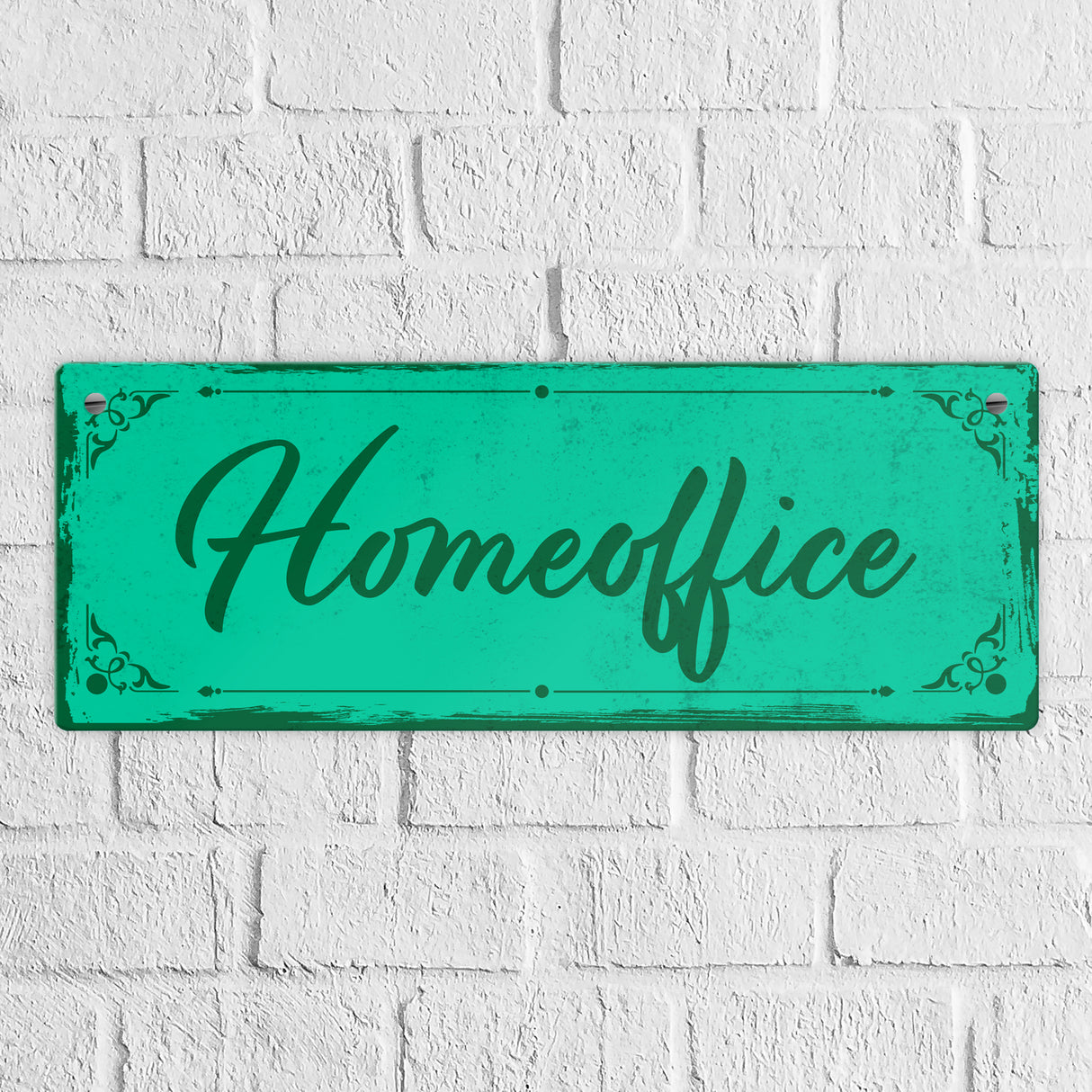 Metallschild mit schönem Design - Homeoffice im rustikalen Stil in Braun