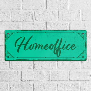 Metallschild mit schönem Design - Homeoffice im rustikalen Stil in Braun