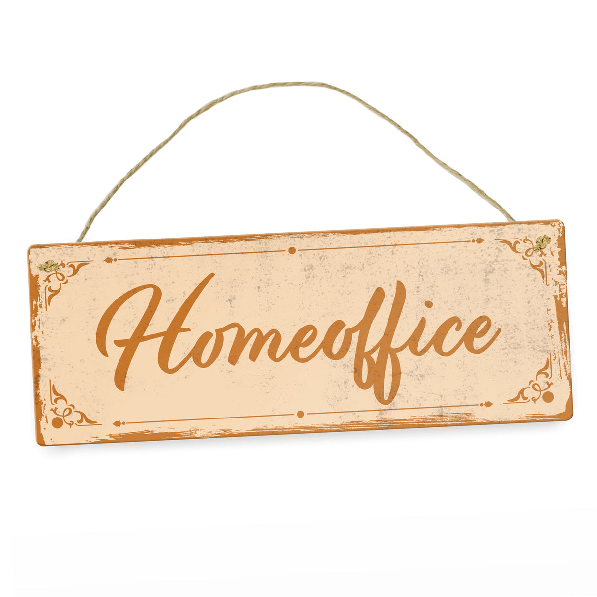 Metallschild mit schönem Design - Homeoffice im rustikalen Stil in Braun