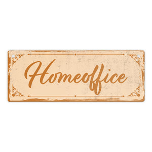 Metallschild mit schönem Design - Homeoffice im rustikalen Stil in Braun