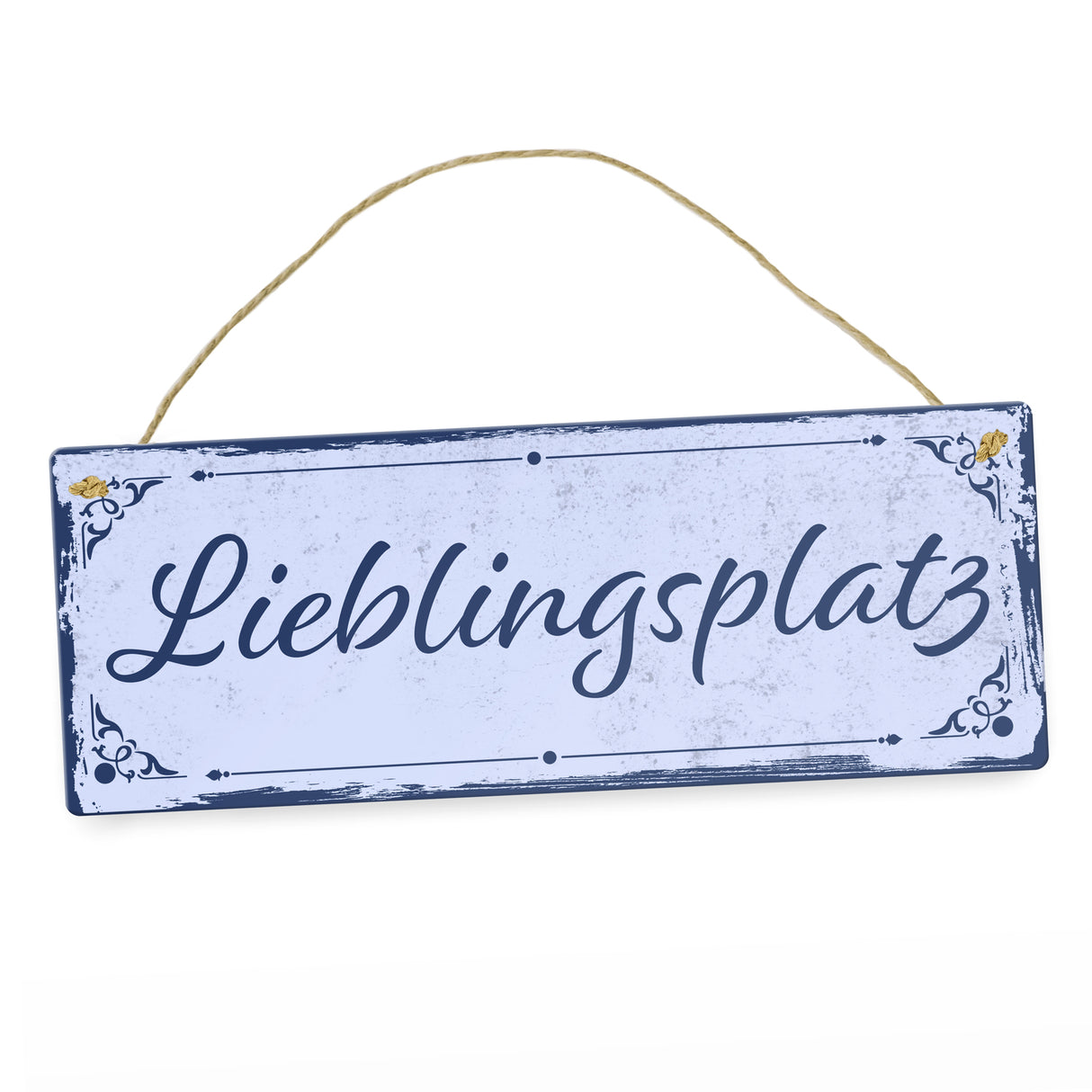Metallschild mit schönem Design - Lieblingsplatz im rustikalen Stil in Braun