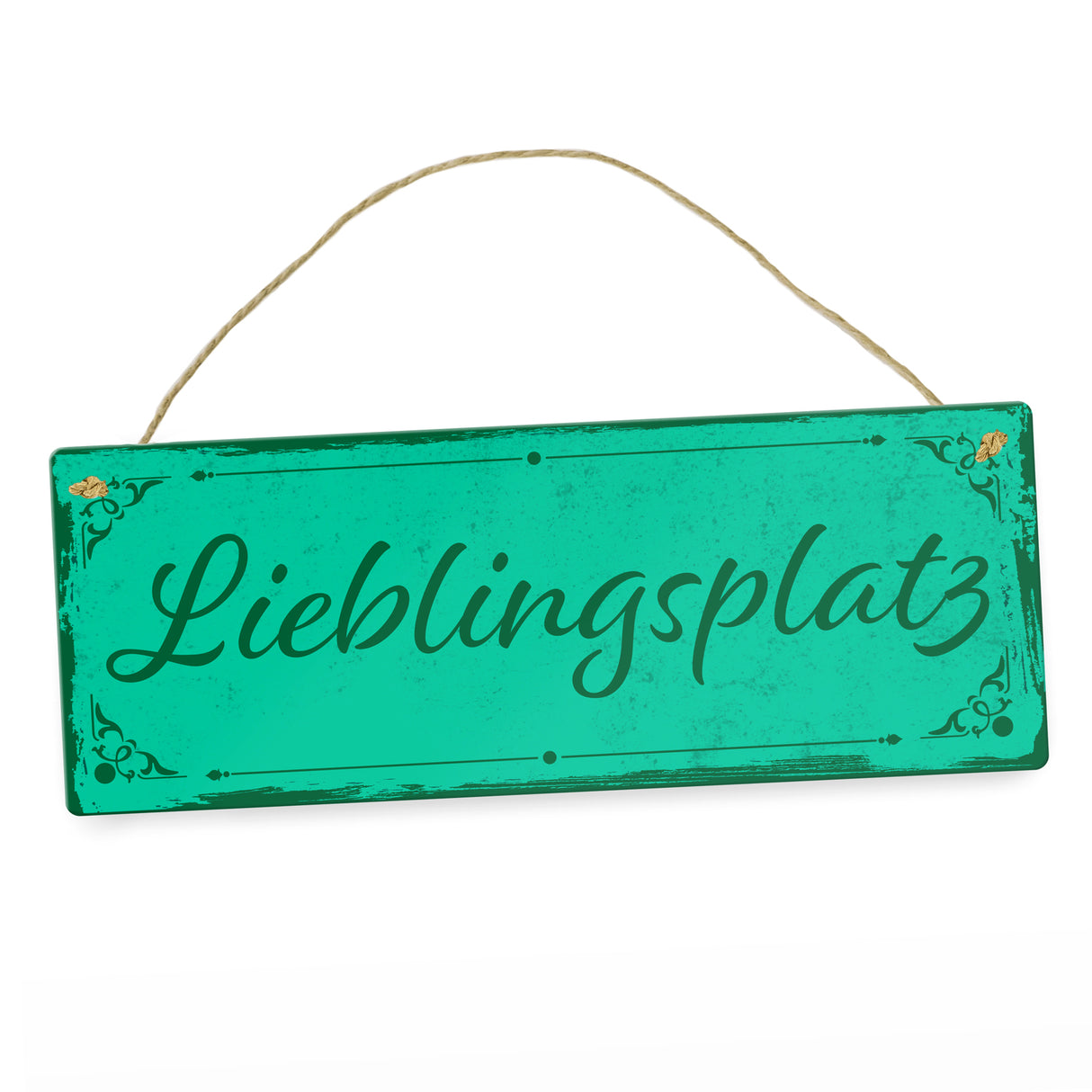 Metallschild mit schönem Design - Lieblingsplatz im rustikalen Stil in Braun
