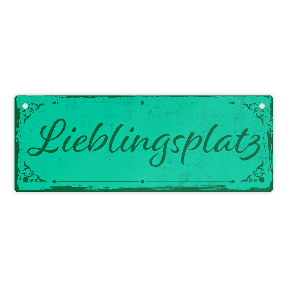 Metallschild mit schönem Design - Lieblingsplatz im rustikalen Stil in Braun