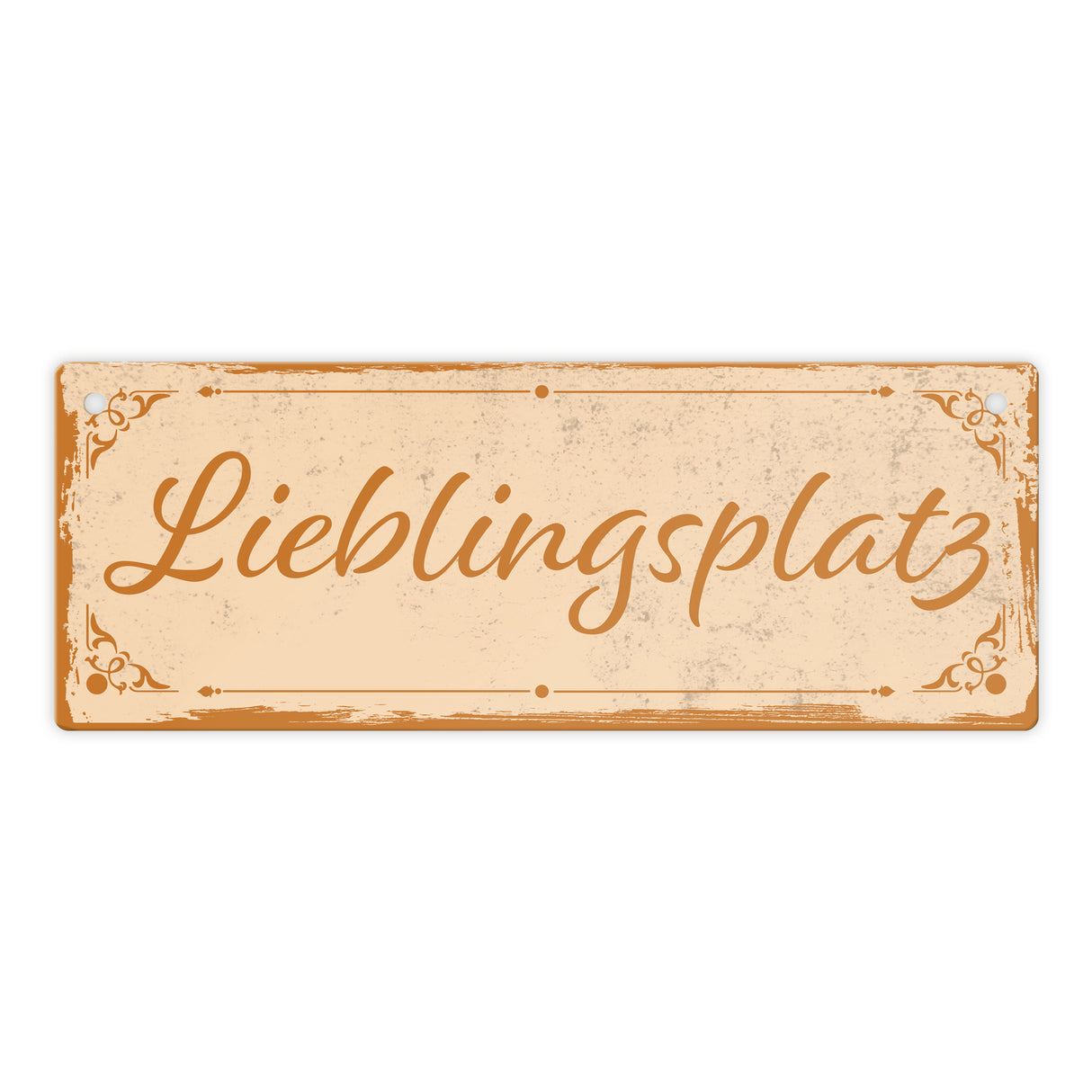 Metallschild mit schönem Design - Lieblingsplatz im rustikalen Stil in Braun