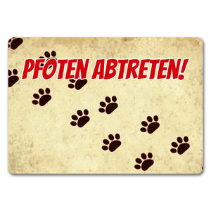 Fußmatte mit Motiv Pfoten Abtreten! Für Hunde und Gäste mit schmutzigen Schuhen