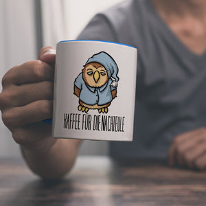 Kaffeebecher mit lustigem Motiv - Kaffee für die Nachteule im Schlafanzug