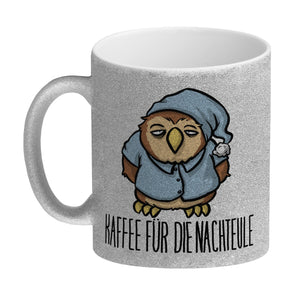 Kaffeebecher mit lustigem Motiv - Kaffee für die Nachteule im Schlafanzug