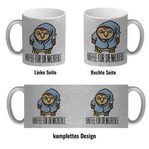 Kaffeebecher mit lustigem Motiv - Kaffee für die Nachteule im Schlafanzug
