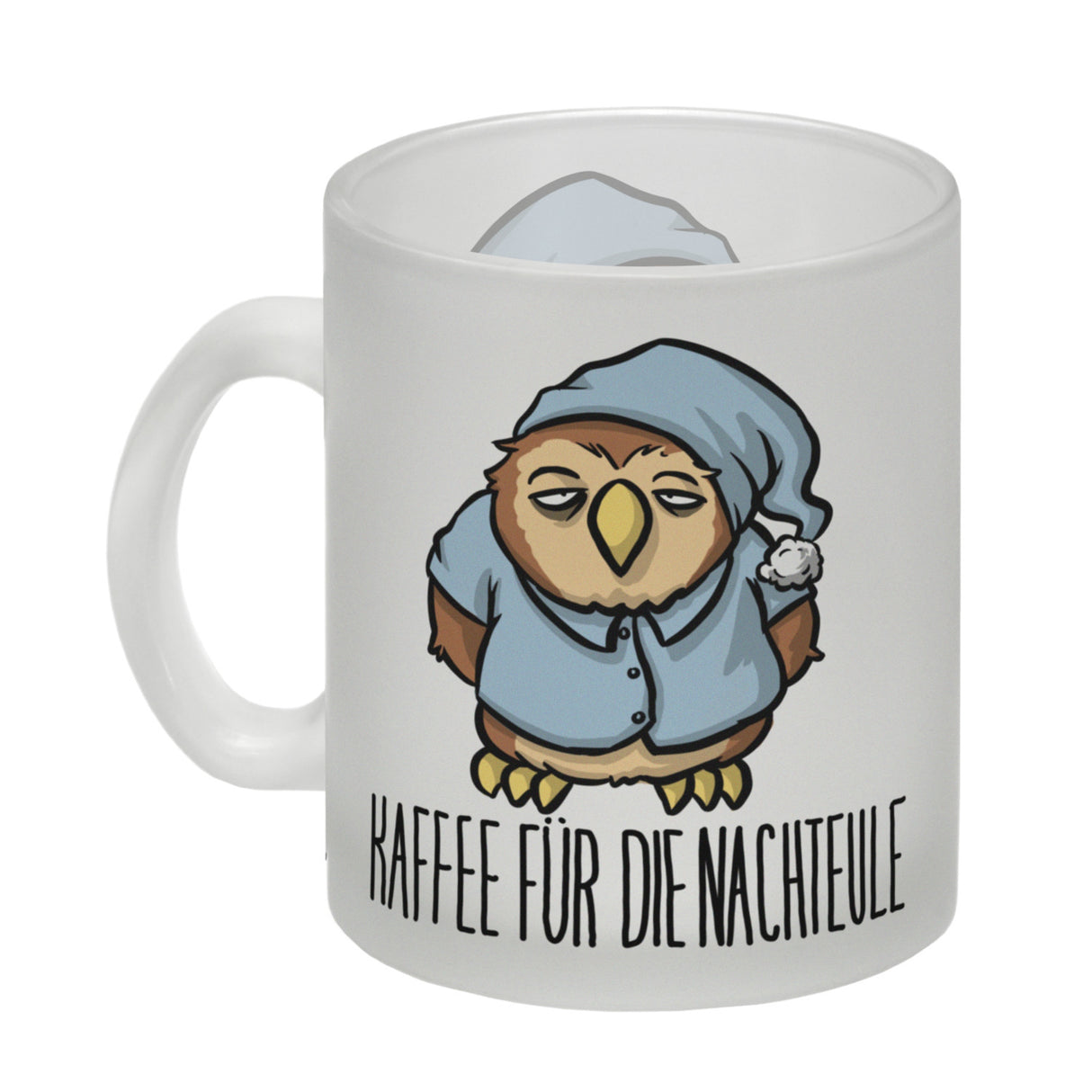 Kaffeebecher mit lustigem Motiv - Kaffee für die Nachteule im Schlafanzug