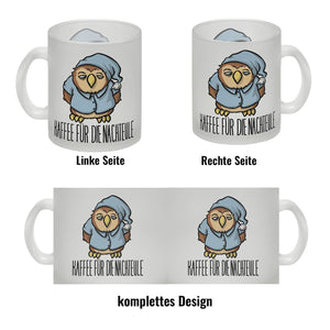 Kaffeebecher mit lustigem Motiv - Kaffee für die Nachteule im Schlafanzug