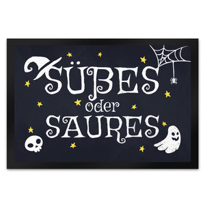 Süßes oder Saures Halloween Fußmatte mit vielen Halloweenmotiven