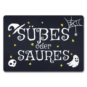 Süßes oder Saures Halloween Fußmatte mit vielen Halloweenmotiven