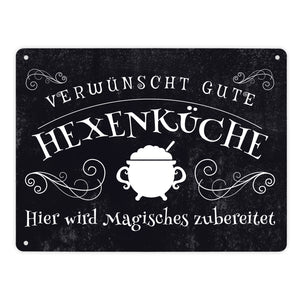 Verwünscht gute Hexenküche Halloween Metallschild mit lustigem Spruch