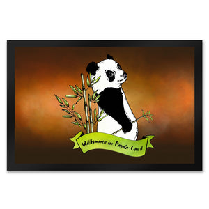 Pandabär Fußmatte Willkommen im Panda-Land in braun