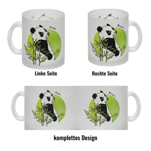 Panda mit Bambus Kaffeebecher und grün