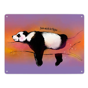 Metallschild mit Panda-Design und lustigem Spruch Lass mich in Ruhe