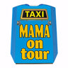 TAXI Mama on tour Parkscheibe in blau mit 2 Einkaufswagenchips