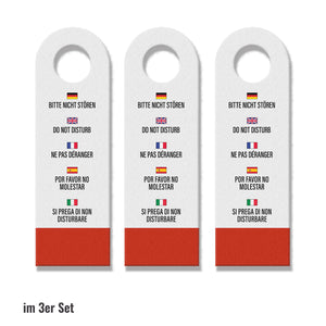 Hotel Türhänger Bitte nicht stören - Bitte Zimmer reinigen in verschiedenen Sprachen Dunkelrot und Dunkelgrün Deutsch Englisch Französisch Spanisch Italienisch Zimmerservice Zimmermädchen